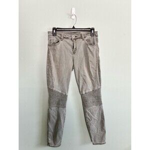 Pistola Womens Audrey Moto Skinny Jeans Ribbed Knee Grey Sage Mid Rise Size 28